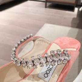 Jimmy Choo Fashion Diamond Velvet Pointed High Heel Sandals For Women Pink
