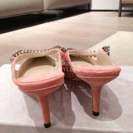 Jimmy Choo Fashion Diamond Velvet Pointed High Heel Sandals For Women Pink