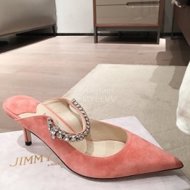 Jimmy Choo Fashion Diamond Velvet Pointed High Heel Sandals For Women Pink