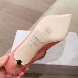 Jimmy Choo Fashion Diamond Velvet Pointed High Heel Sandals For Women Pink