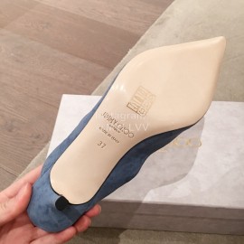 Jimmy Choo Fashion Diamond Velvet Pointed High Heel Sandals For Women Blue