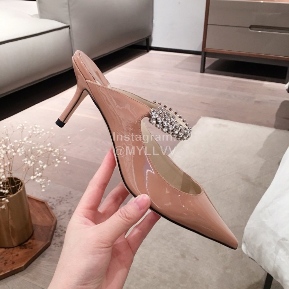 Jimmy Choo Fashion Diamond Leather Pointed High Heel Sandals For Women Pink