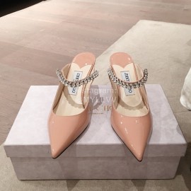 Jimmy Choo Fashion Diamond Leather Pointed High Heel Sandals For Women Pink