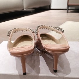 Jimmy Choo Fashion Diamond Leather Pointed High Heel Sandals For Women Pink