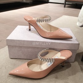 Jimmy Choo Fashion Diamond Leather Pointed High Heel Sandals For Women Pink