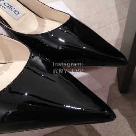 Jimmy Choo Fashion Diamond Leather Pointed High Heel Sandals For Women Black
