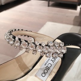 Jimmy Choo Fashion Diamond Leather Pointed High Heel Sandals For Women Black