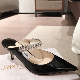 Jimmy Choo Fashion Diamond Leather Pointed High Heel Sandals For Women Black