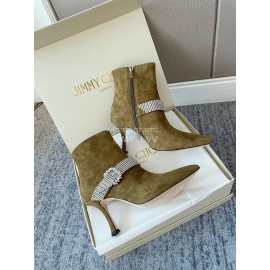 Jimmy Choo Velvet Leather Diamond High Heeled Boots For Women 