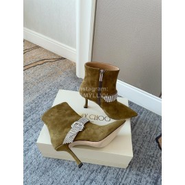 Jimmy Choo Velvet Leather Diamond High Heeled Boots For Women 