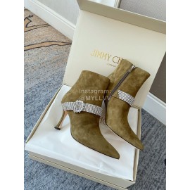 Jimmy Choo Velvet Leather Diamond High Heeled Boots For Women 