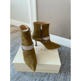 Jimmy Choo Velvet Leather Diamond High Heeled Boots For Women 