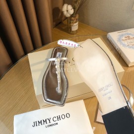 Jimmy Choo New Pearl Cowhide Flip Flops For Women Silver