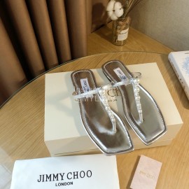 Jimmy Choo New Pearl Cowhide Flip Flops For Women Silver