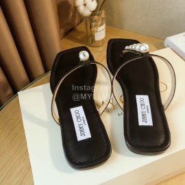 Jimmy Choo New Pearl Cowhide Flip Flops For Women Black