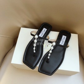 Jimmy Choo New Pearl Cowhide Flip Flops For Women Black