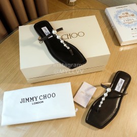 Jimmy Choo New Pearl Cowhide Flip Flops For Women Black