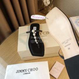 Jimmy Choo New Pearl Cowhide Flip Flops For Women Black