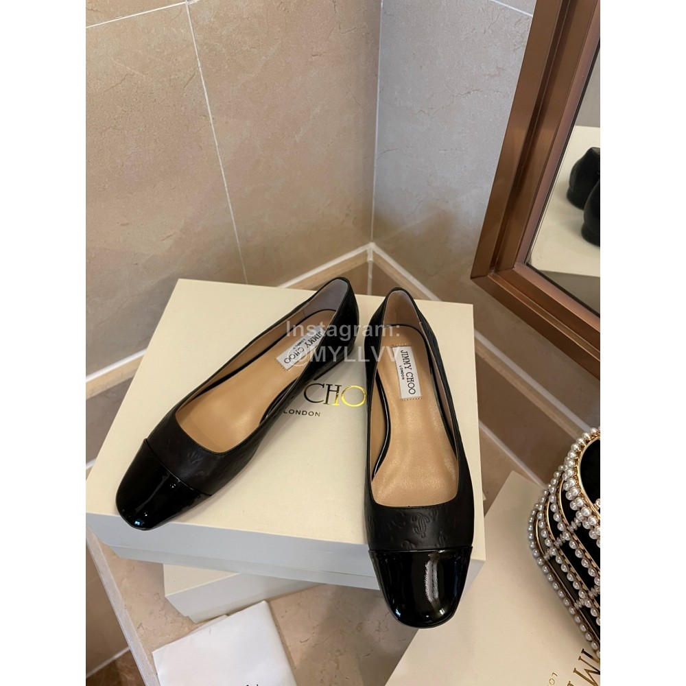 Jimmy Choo Autumn Patent Leather Flat Heels For Women Black