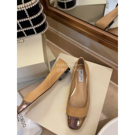 Jimmy Choo Autumn Patent Leather Flat Heels For Women Khaki