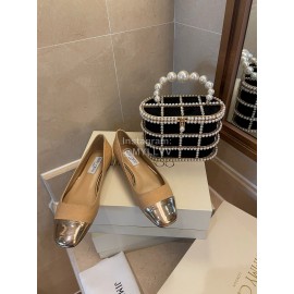 Jimmy Choo Autumn Patent Leather Flat Heels For Women Khaki