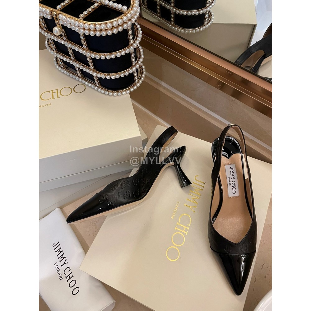 Jimmy Choo Autumn Patent Leather Pointed High Heels For Women Black