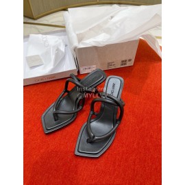 Jimmy Choo Fashion Sheepskin High Heeled Flip Flops For Women Black