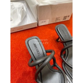 Jimmy Choo Fashion Sheepskin High Heeled Flip Flops For Women Black