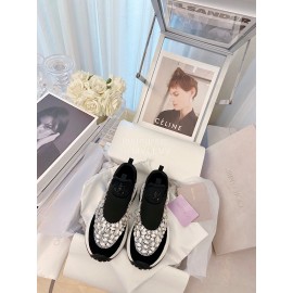 Jimmy Choo Fashion Cowhide Diamond Casual Sneakers For Women Black