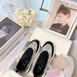 Jimmy Choo Fashion Cowhide Diamond Casual Sneakers For Women Black