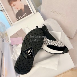 Jimmy Choo Fashion Cowhide Diamond Casual Sneakers For Women Black