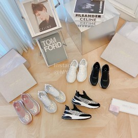 Jimmy Choo Fashion Cowhide Diamond Casual Sneakers For Women Black