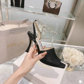 Jimmy Choo Napa Sheepskin High Heeled Sandals For Women Black 