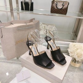 Jimmy Choo Napa Sheepskin High Heeled Sandals For Women Black 