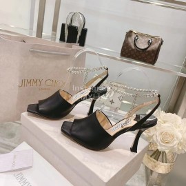 Jimmy Choo Napa Sheepskin High Heeled Sandals For Women Black 