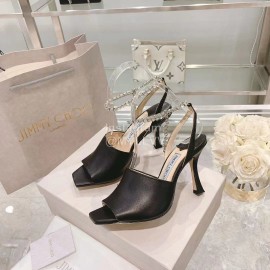 Jimmy Choo Napa Sheepskin High Heeled Sandals For Women Black 