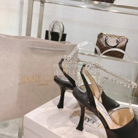 Jimmy Choo Napa Sheepskin High Heeled Sandals For Women Black 