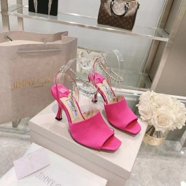 Jimmy Choo Napa Sheepskin High Heeled Sandals For Women Rose Red