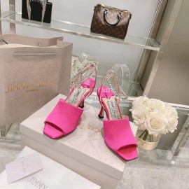 Jimmy Choo Napa Sheepskin High Heeled Sandals For Women Rose Red