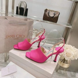 Jimmy Choo Napa Sheepskin High Heeled Sandals For Women Rose Red