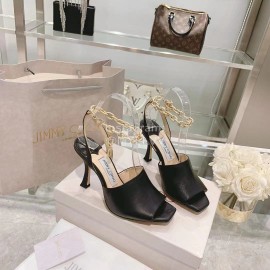 Jimmy Choo Black Napa Sheepskin High Heeled Sandals For Women 