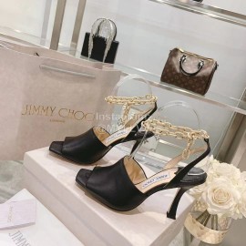 Jimmy Choo Black Napa Sheepskin High Heeled Sandals For Women 