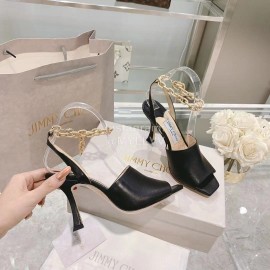 Jimmy Choo Black Napa Sheepskin High Heeled Sandals For Women 