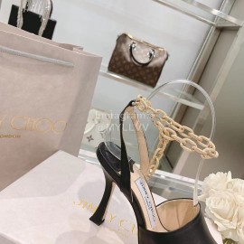 Jimmy Choo Black Napa Sheepskin High Heeled Sandals For Women 