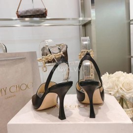 Jimmy Choo Black Napa Sheepskin High Heeled Sandals For Women 