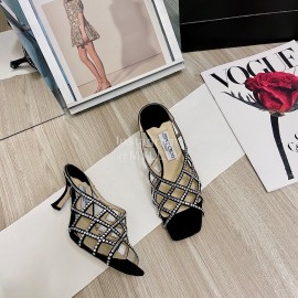 Jimmy Choo Diamond Sheepskin High Heeled Slippers For Women 