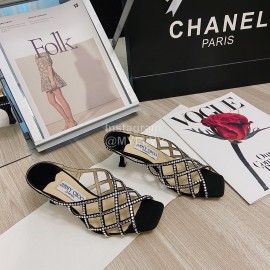 Jimmy Choo Diamond Sheepskin High Heeled Slippers For Women 