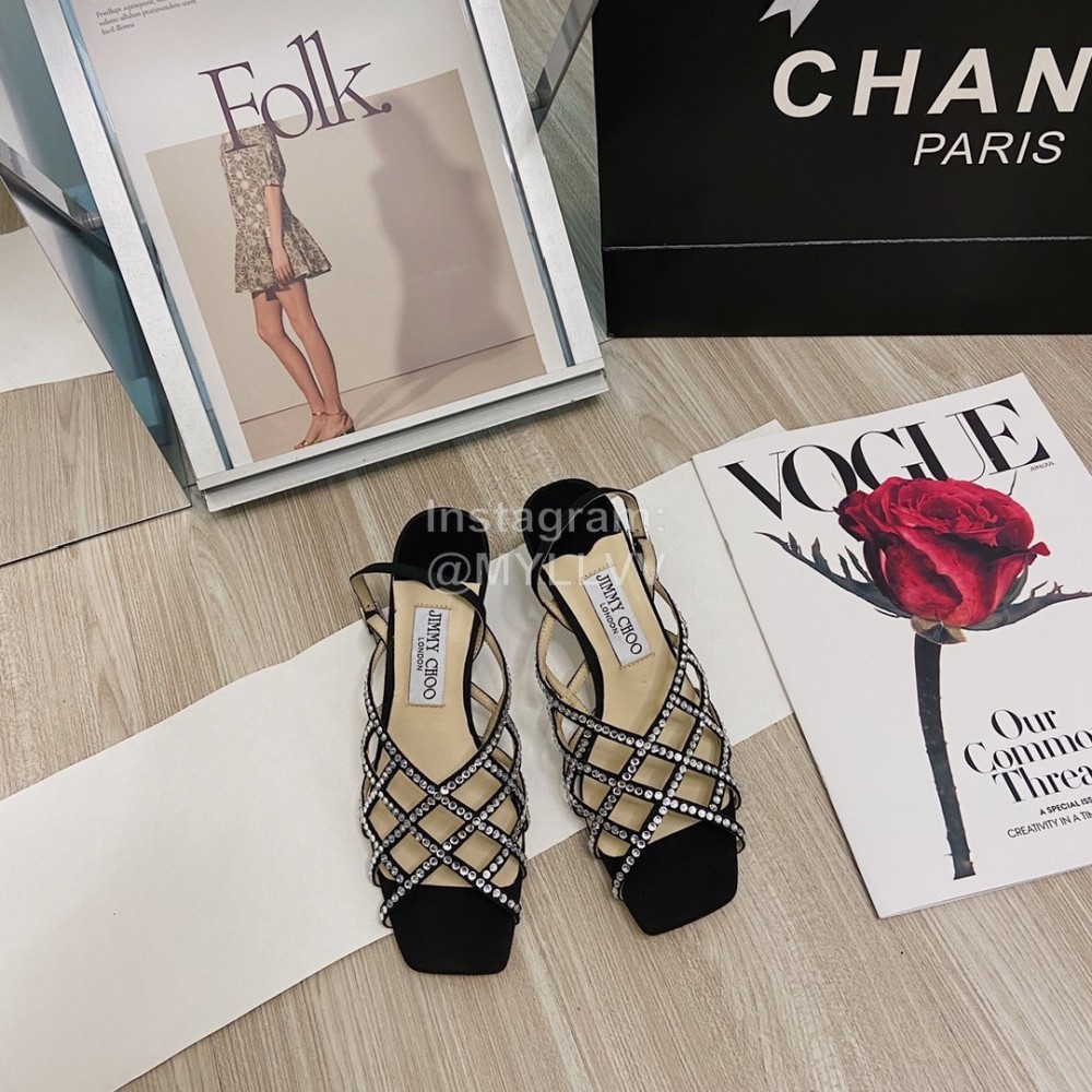 Jimmy Choo Diamond Sheepskin High Heeled Sandals For Women 