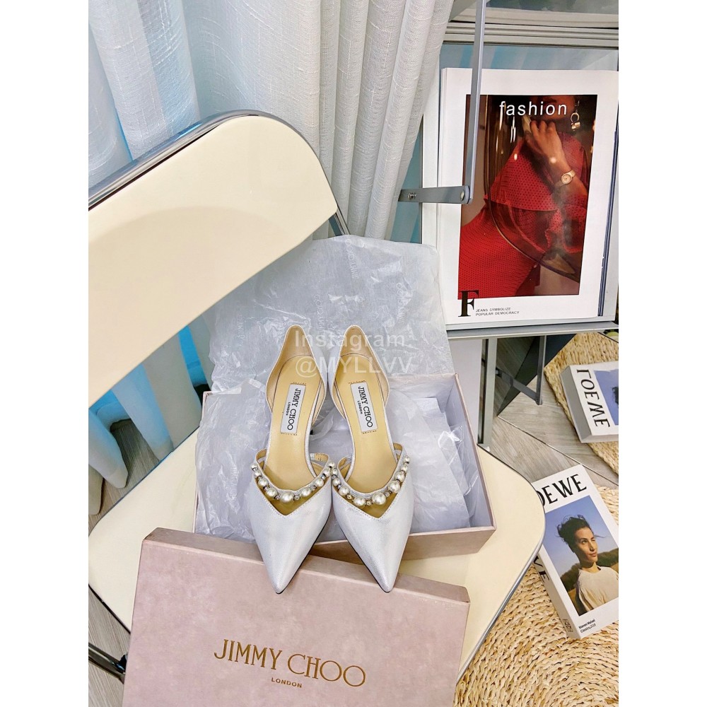 Jimmy Choo New Pearl Patent Leather High Heels For Women Silver