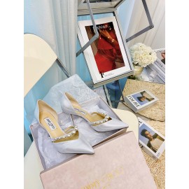 Jimmy Choo New Pearl Patent Leather High Heels For Women Silver